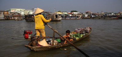 S plavajoče tržnice na delti Mekonga