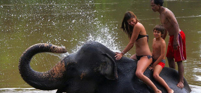 Kopanje s sloni je del živ-žava okoli Kanchanaburija